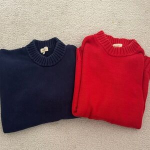 DONNI. - Red and Navy Cashmere Crewneck Sweaters
